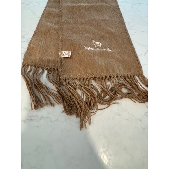 Alpaca Camargo Woven 100% Alpaca Fringe Camel Brown Scarf Made in Peru - Picture 5 of 6